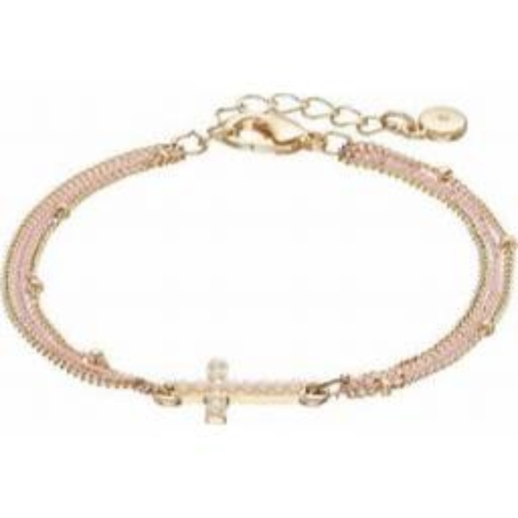 LC Lauren Conrad Jewelry - LC Lauren Conrad pearl cross pink strand bracelet